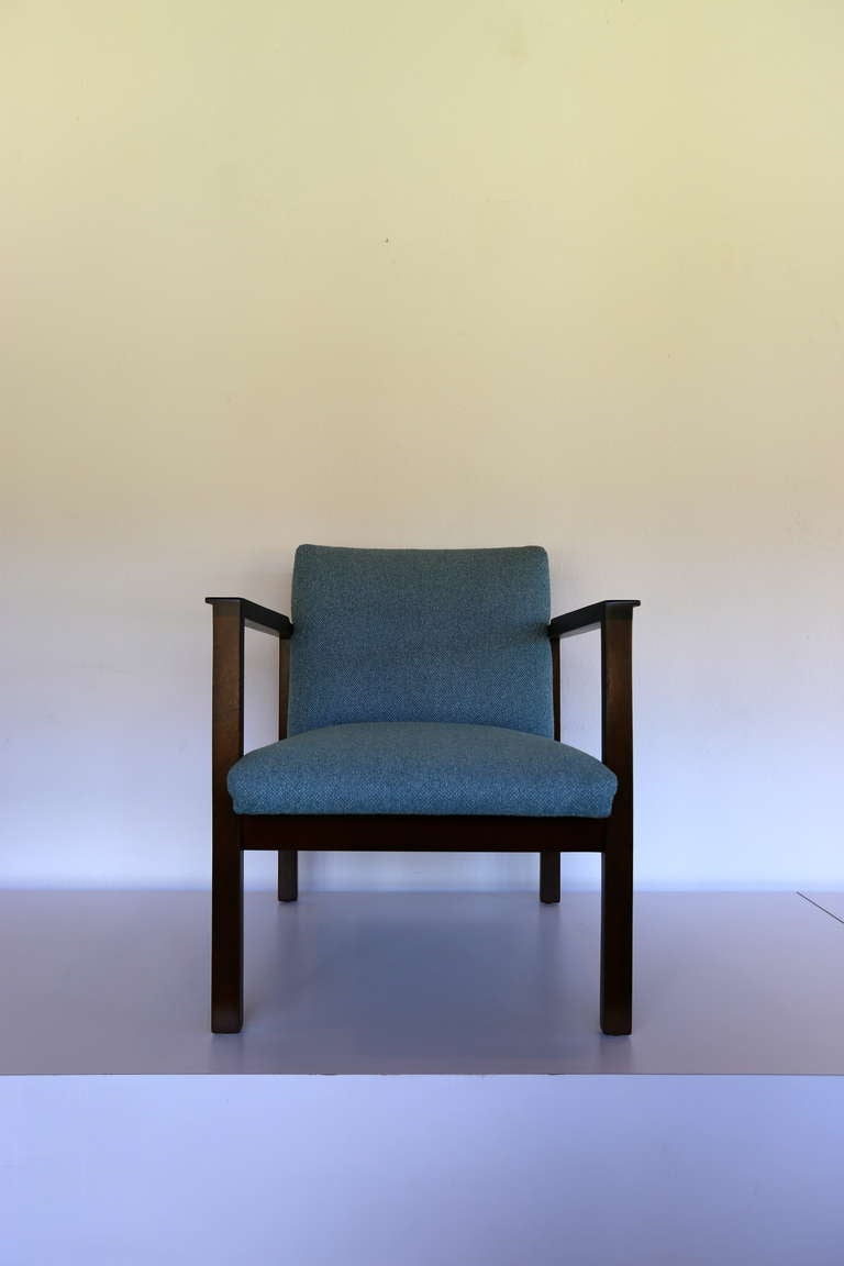 Mid-20th Century Edward Wormley Walnut Open Arm Lounge Chair