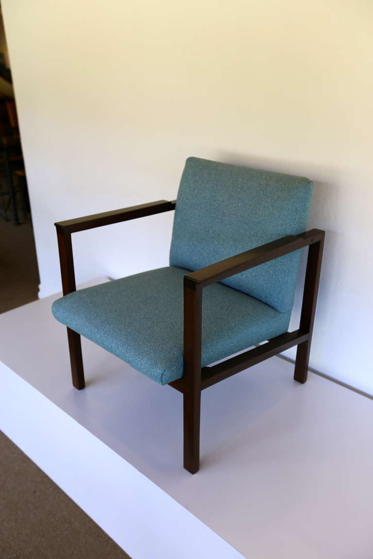 Edward Wormley Walnut Open Arm Lounge Chair In Excellent Condition In Costa Mesa, CA