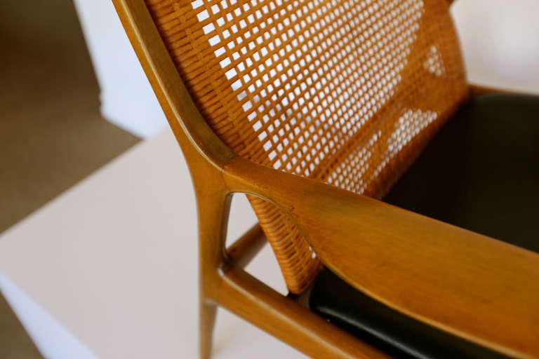 Mid-20th Century Caned Lounge Chair by IB KOFOD LARSEN for Selig of Denmark