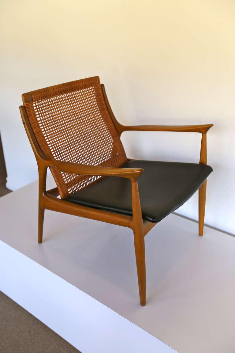 Caned Lounge Chair by IB KOFOD LARSEN for Selig of Denmark 3