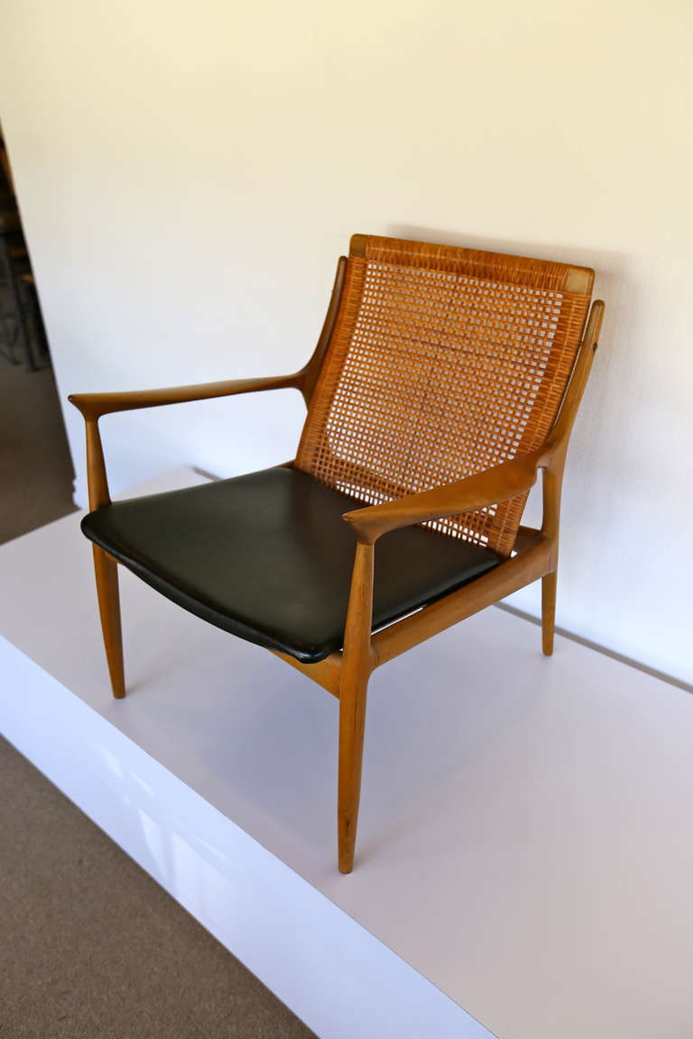 Caned Lounge Chair by IB KOFOD LARSEN for Selig of Denmark 2
