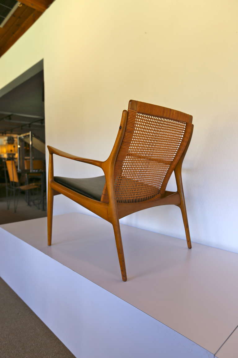 Caned Lounge Chair by IB KOFOD LARSEN for Selig of Denmark 1