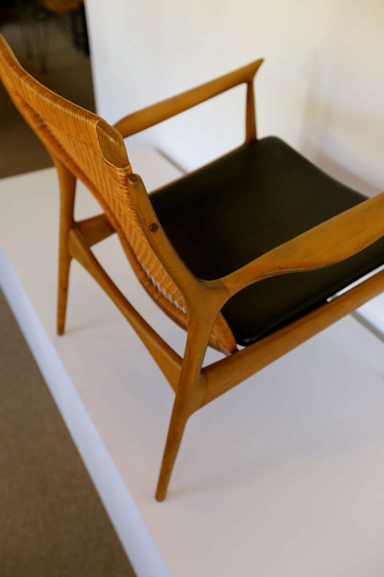 Caned Lounge Chair by IB KOFOD LARSEN for Selig of Denmark.
