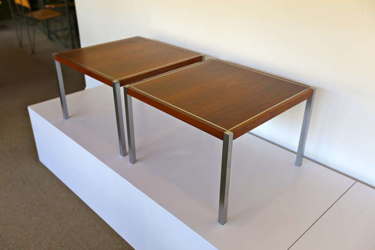 Pair of Walnut Side Tables by Richard Shultz for Knoll.  Rarely seen all original examples.