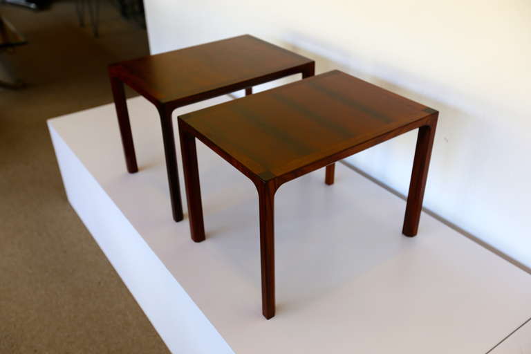 Pair of Fine Danish Rosewood Side Tables In Excellent Condition In Costa Mesa, CA