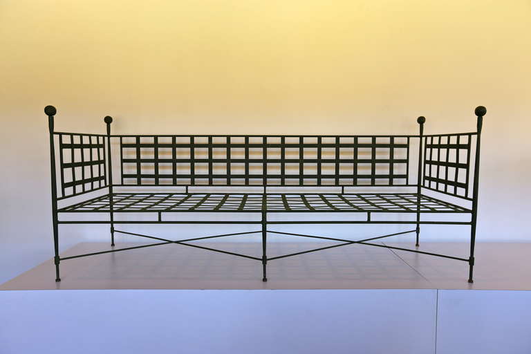 Mario Papperzini for Salterini Daybed.  Retains the original applied green patina.