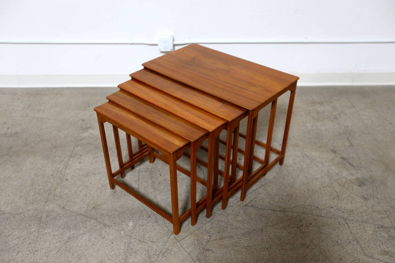 Nesting tables by Edward Wormley for Dunbar. Complete set of five tables.