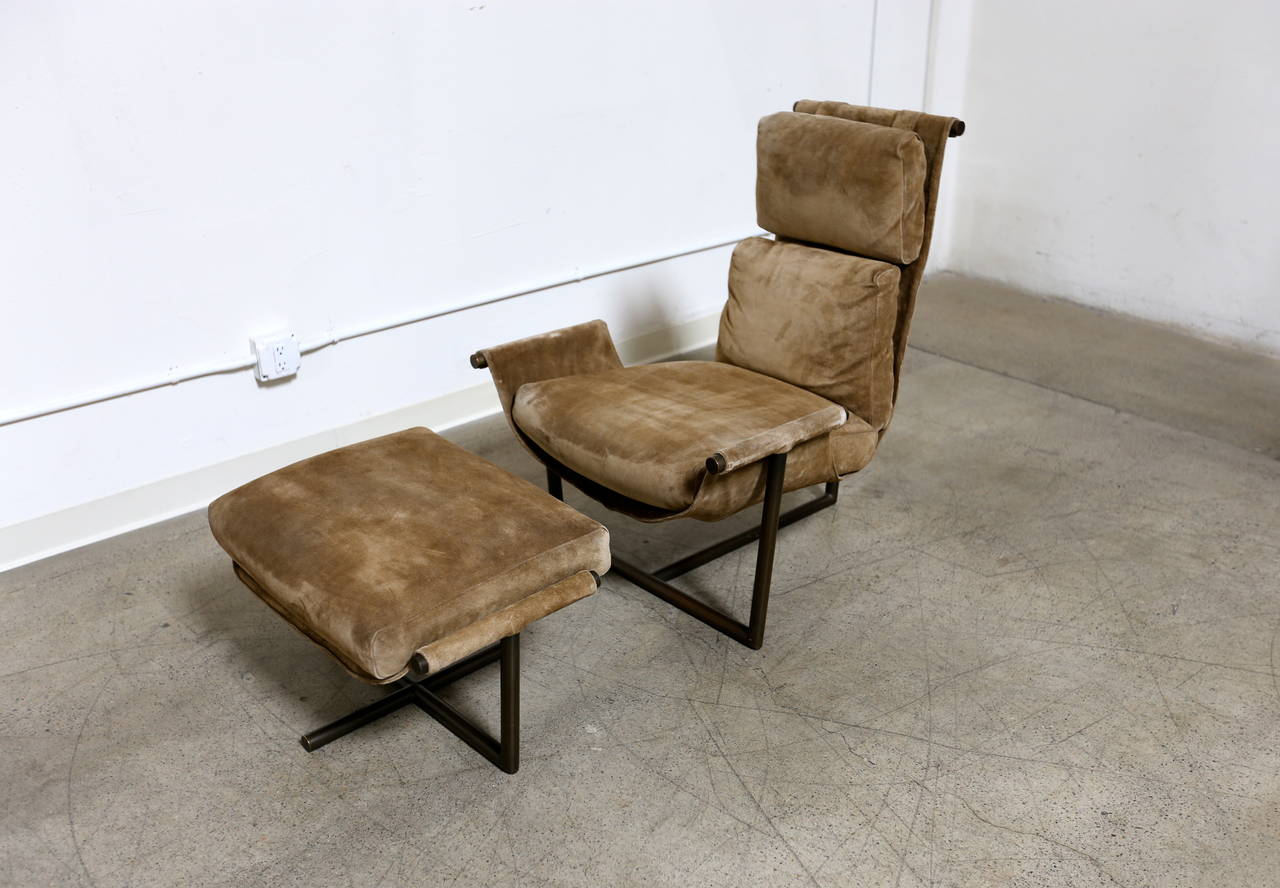 Bronzed Lounge Chair and Ottoman by Jules Heumann