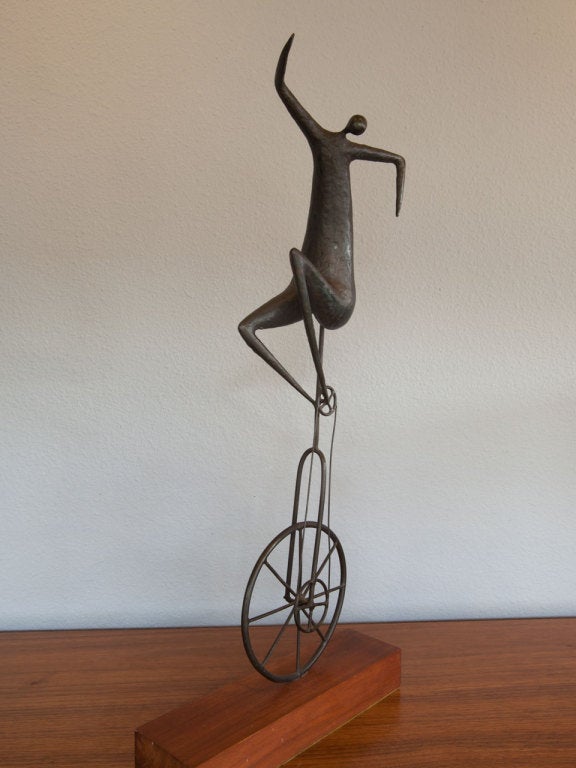 Bronze Unicycle Sculpture by Jack Boyd In Excellent Condition In San Juan Capistrano, CA