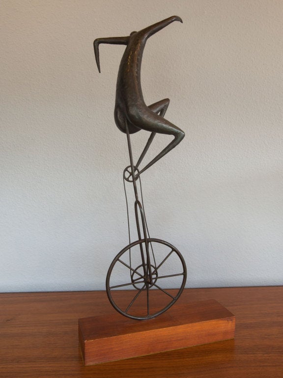 Mid-20th Century Bronze Unicycle Sculpture by Jack Boyd