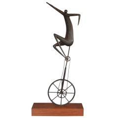 Vintage Bronze Unicycle Sculpture by Jack Boyd