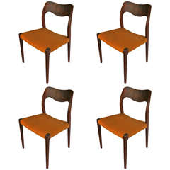 Set of Four Rosewood Dining Chairs by Niels O. Moller