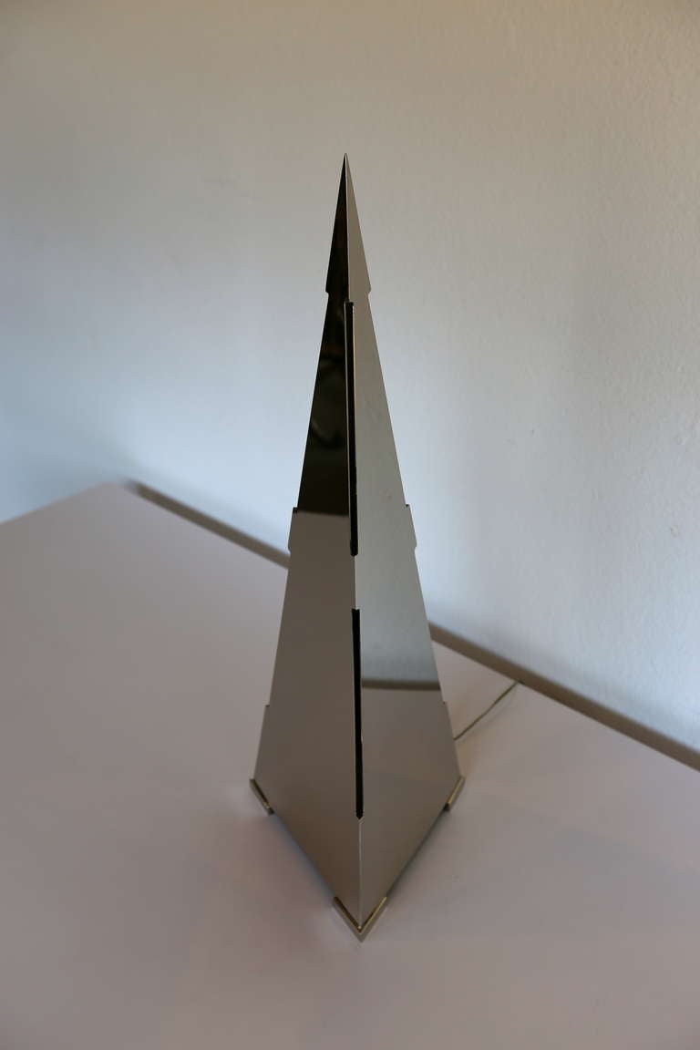 Signed Pyramid Lamp by Gabriela Crespi.