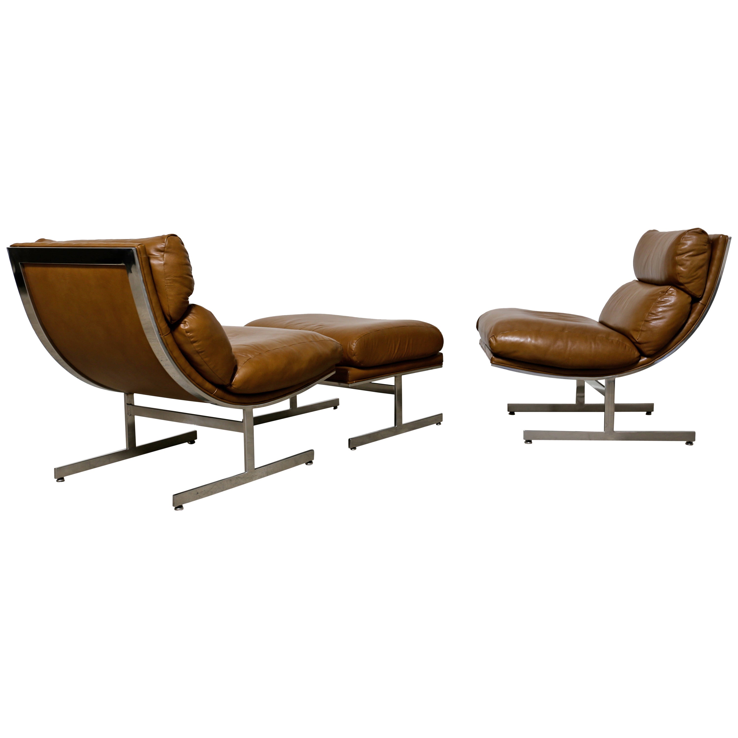 Pair of Lounge Chairs and Ottoman by Kipp Stewart for Directional