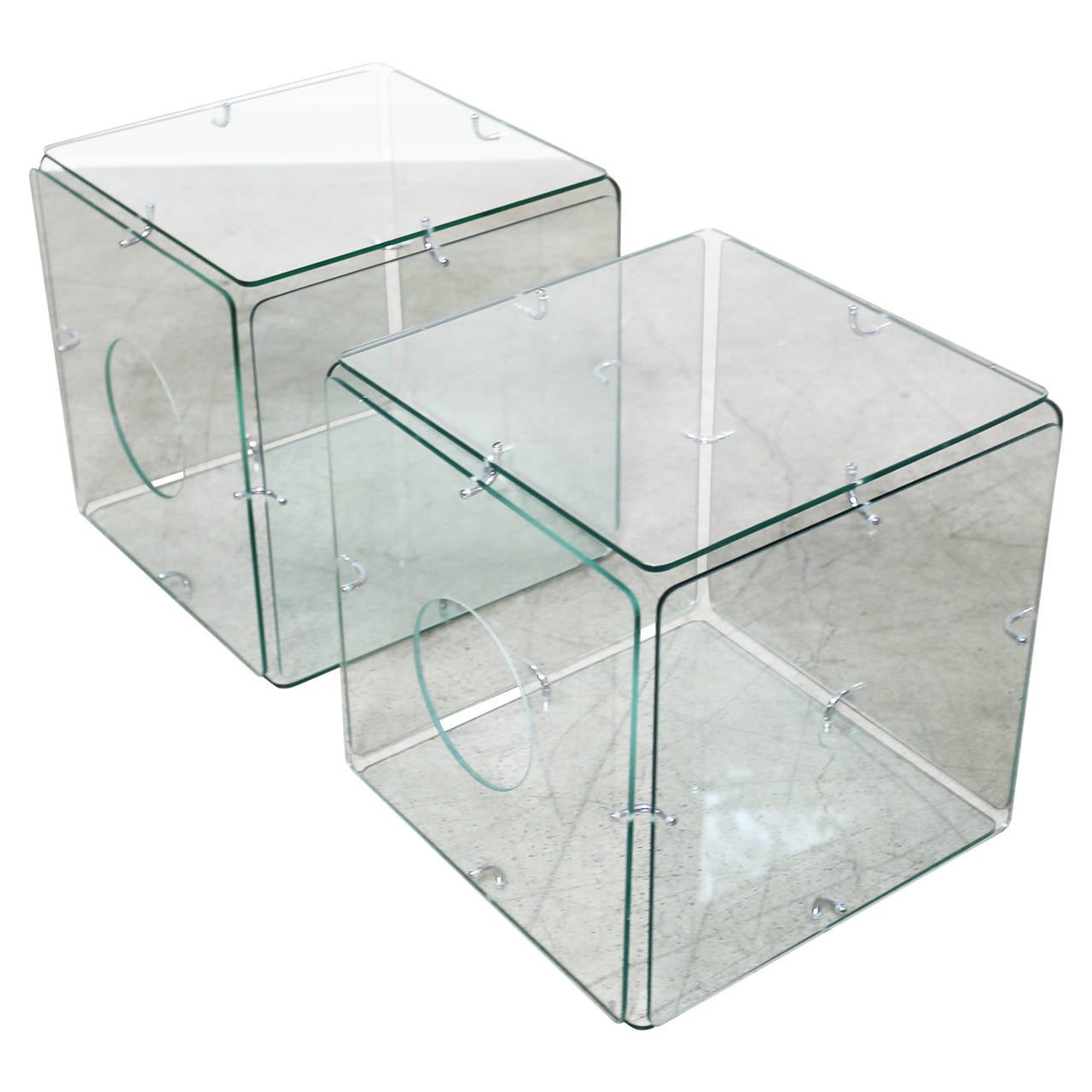 Pair of Glass Cube Tables by Gerald McCabe at 1stDibs cube glass