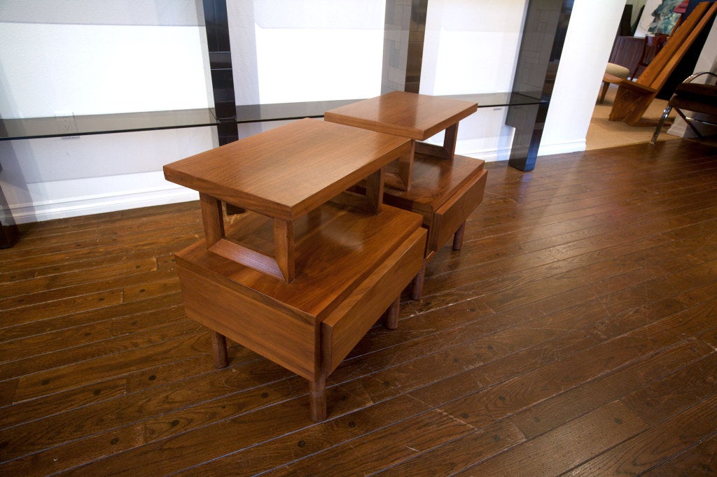 Pair Of Walnut Nightstands By Merton Gershun 1