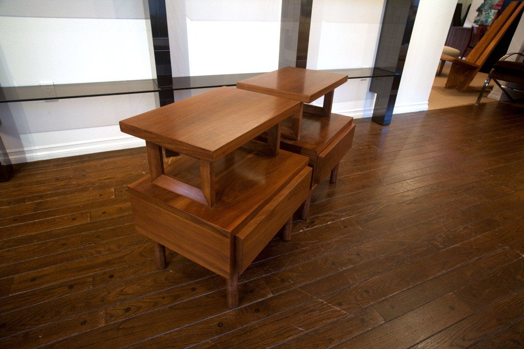 Pair Of Walnut Nightstands By Merton Gershun 2