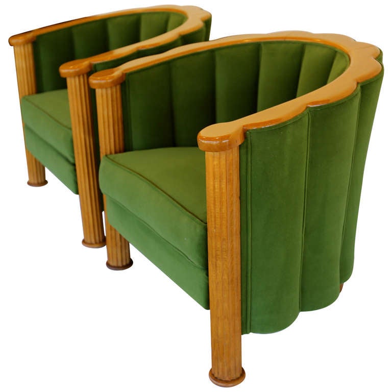 Pair of Art Deco Lounge Chairs by Rosello of Paris at 1stDibs