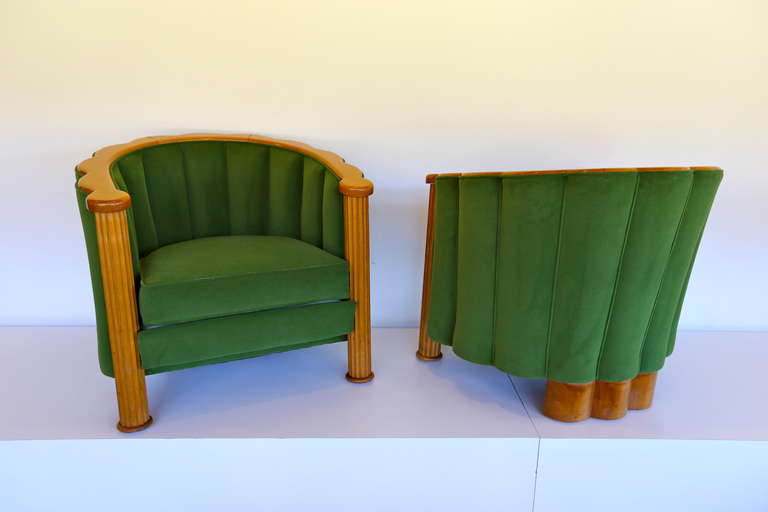 Pair of Art Deco Lounge Chairs by Rosello of Paris In Good Condition In Costa Mesa, CA
