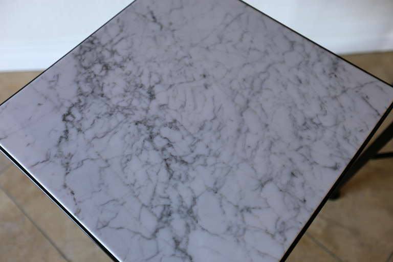 American Pair of Carrara Marble Side Tables