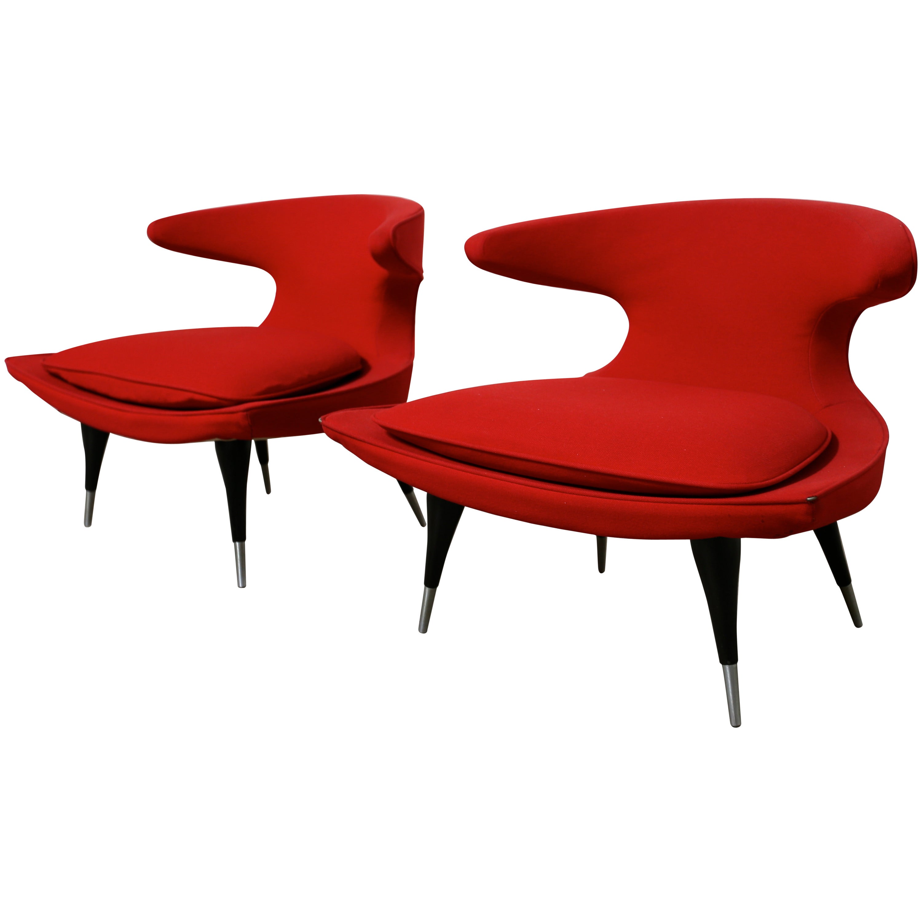 Pair of Sculptural "Horn" Lounge Chairs by Karpen