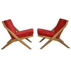 Pair of scissor lounge chairs by Folke Ohlsson for Dux