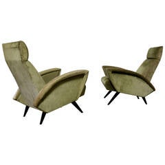 Sculptural Pair of Italian Lounge Chairs