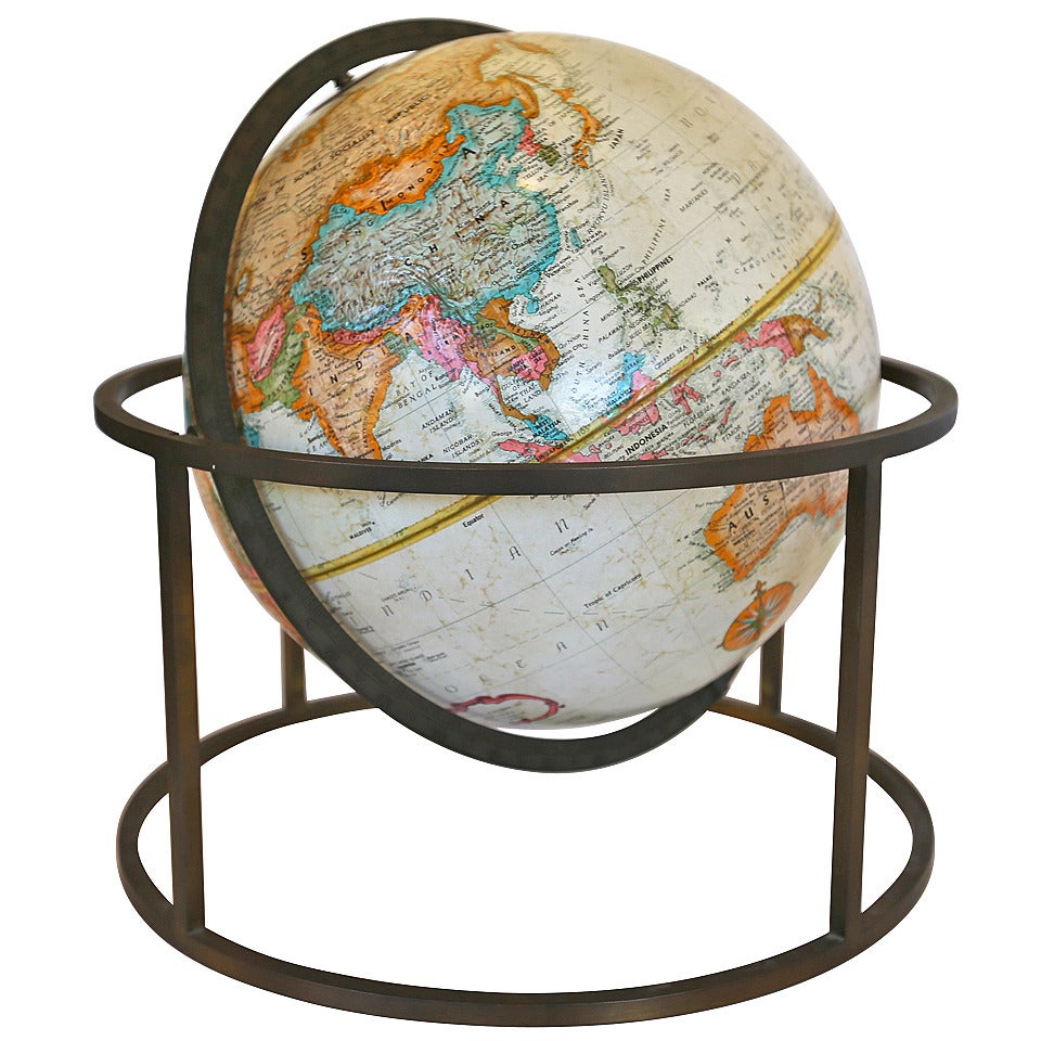 Modernist Brass Desk Top Globe