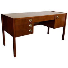 Caned Front Mahogany Desk