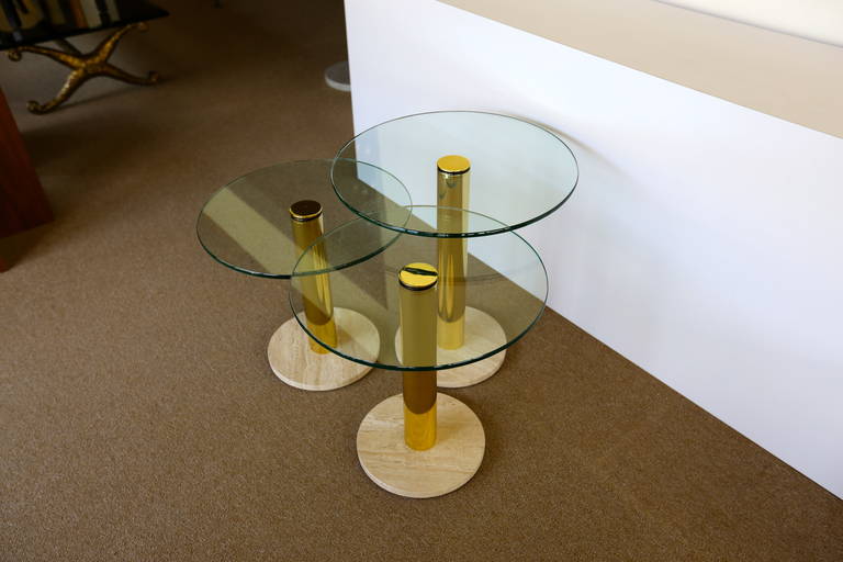Mid-Century Modern Brass and Glass Nesting Tables