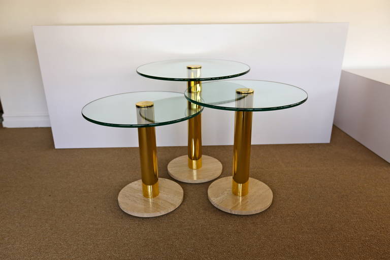 Brass and Glass Nest of Tables.