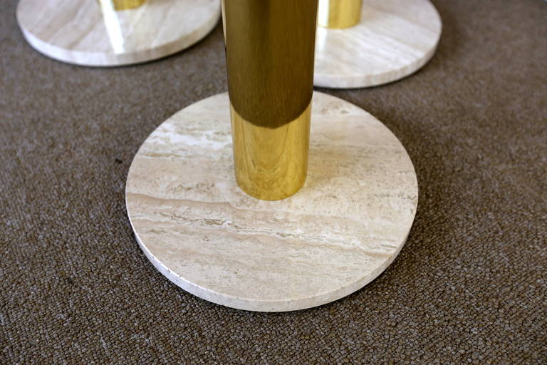 Brass and Glass Nesting Tables In Excellent Condition In Costa Mesa, CA