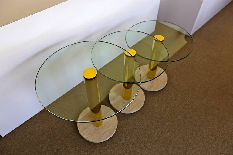 Late 20th Century Brass and Glass Nesting Tables