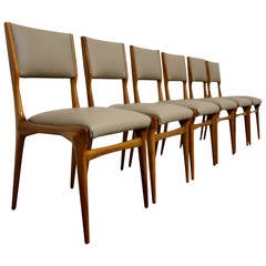 Set of Six Sculptural Italian Dining Chairs by Carlo de Carli