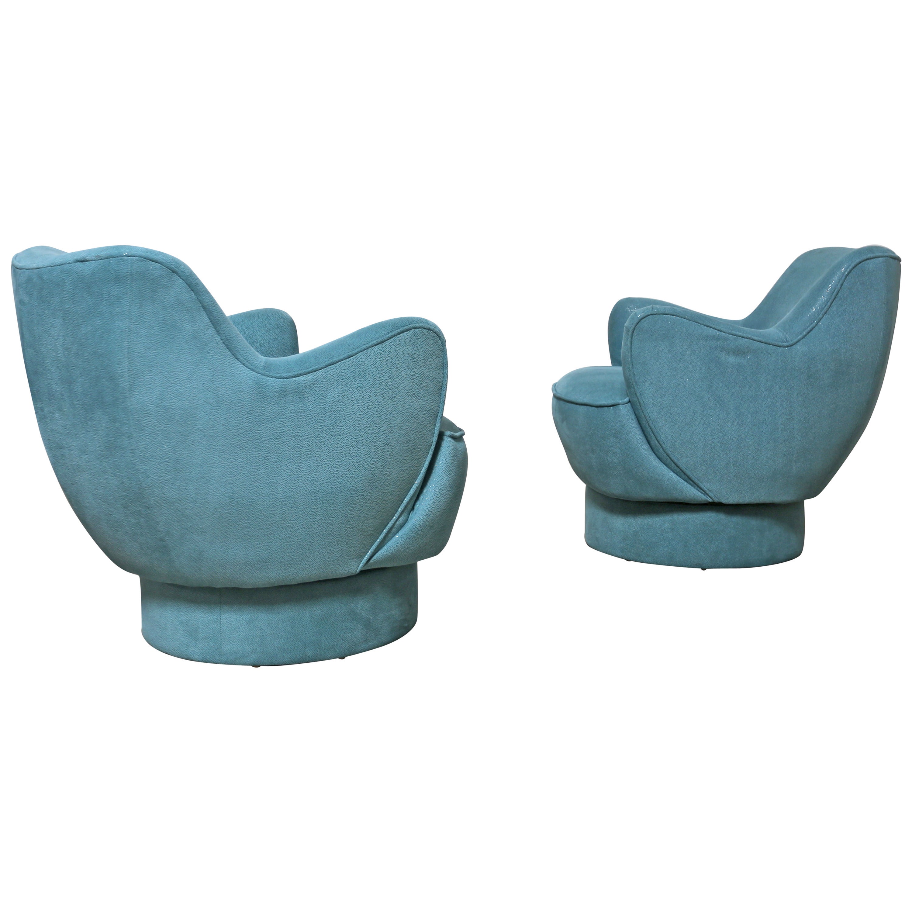 Pair of Barrel Swivel Lounge Chairs by Vladimir Kagan for Directional