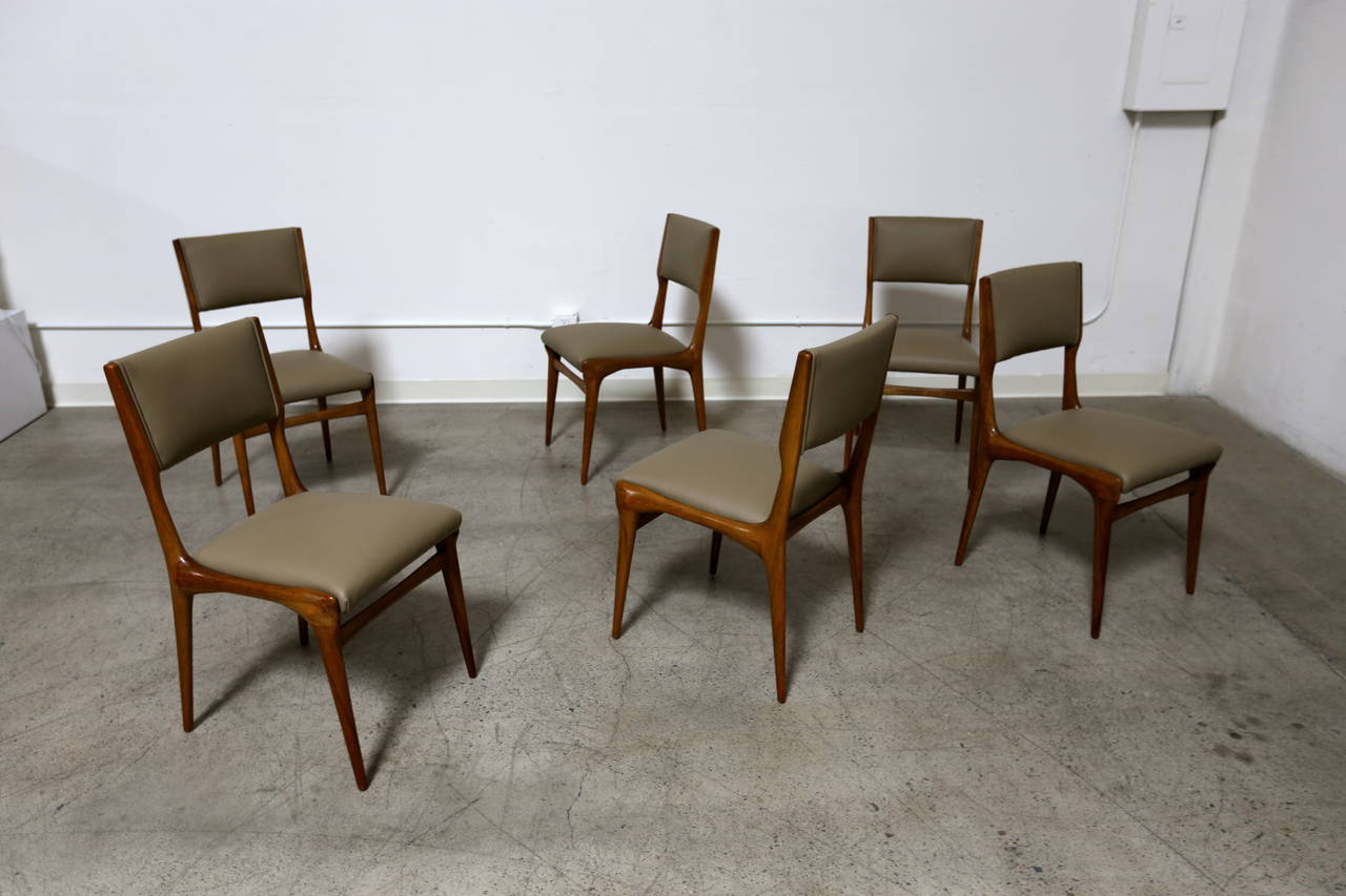 American Set of Six Sculptural Italian Dining Chairs by Carlo de Carli