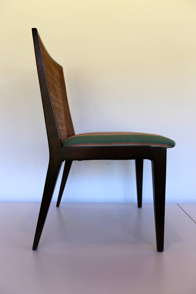 Set of six caned back dining chairs by Edward Wormley for Dunbar.