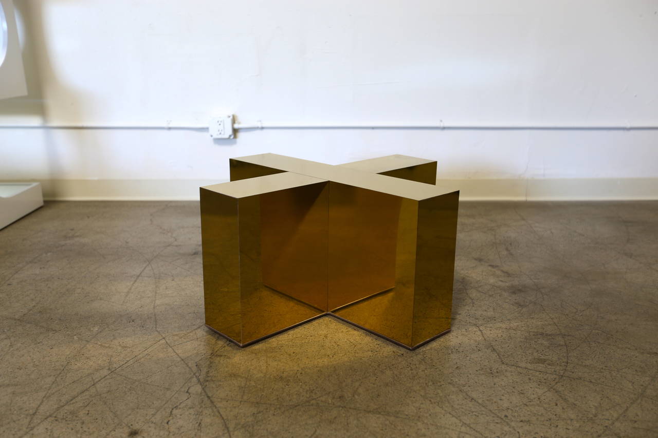 Polished Brass Coffee Table by Milo Baughman In Good Condition In Costa Mesa, CA