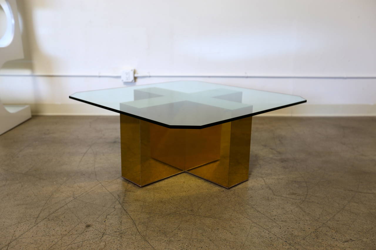American Polished Brass Coffee Table by Milo Baughman