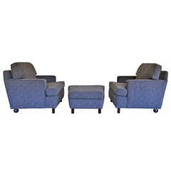 Pair of lounge chairs w/ ottoman by Edward Wormley