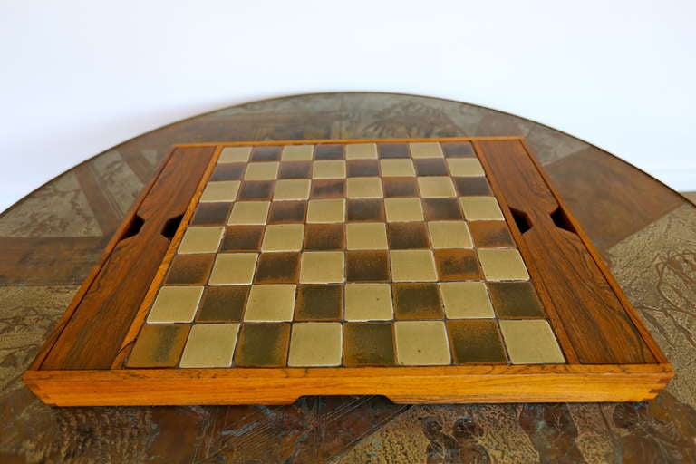Danish Rosewood & Ceramic Chess Set.