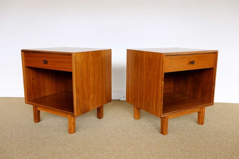 Pair of walnut nightstands by Richard Thompson for Glenn of California.