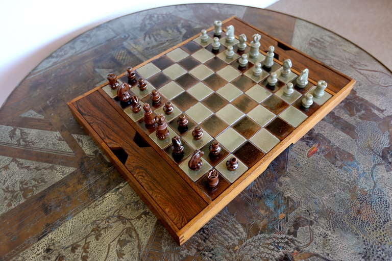 Danish Rosewood & Ceramic Chess Set 4
