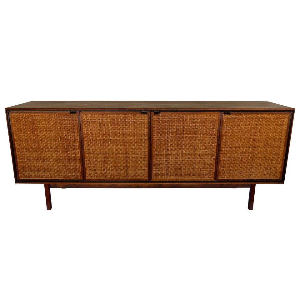 Walnut and Cane Front Credenza by Florence Knoll