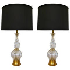 Pair of Galliano Ferro Murano Glass Lamps