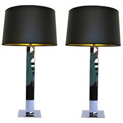 Pair of Chrome Table Lamps by George Kovacs