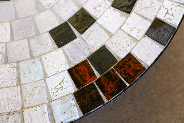 Mid-Century Modern Round Tile Top Coffee Table