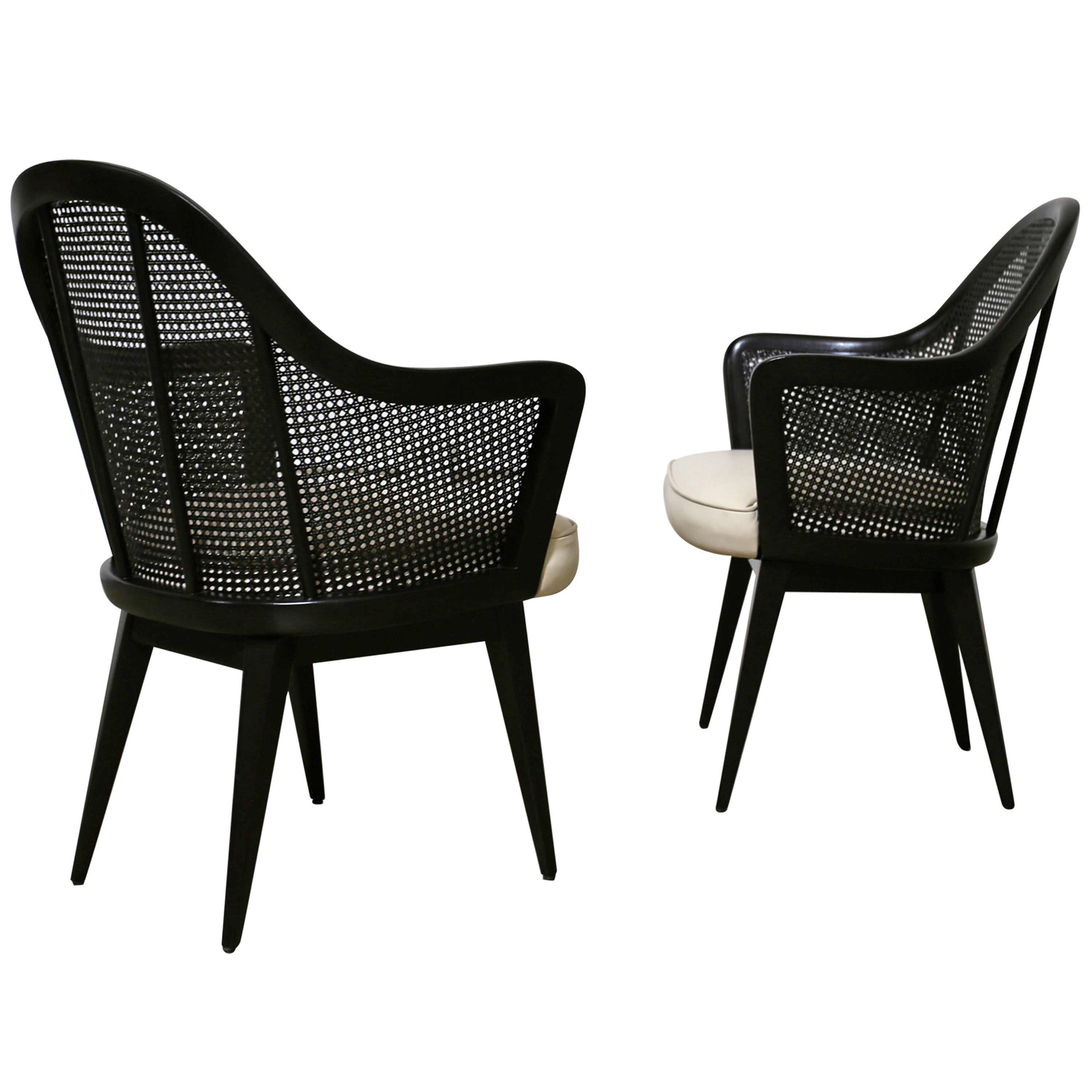 Pair of Caned Back Armchairs by Harvey Probber