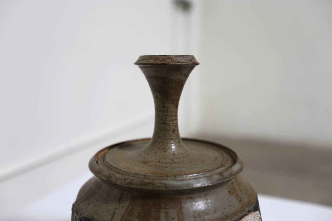 American Lidded Stoneware Vessel by Joel Edwards