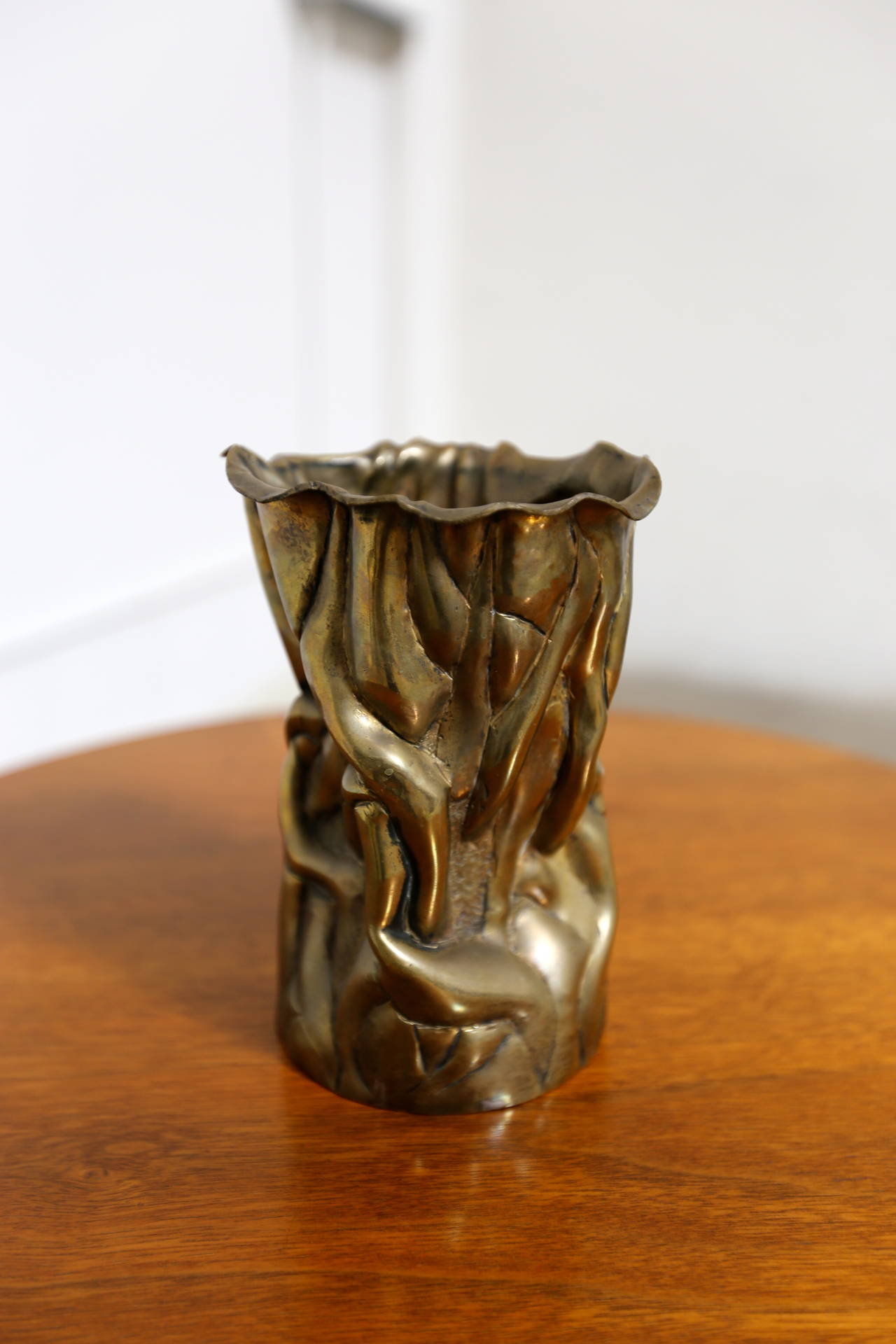 20th Century Brutalist Brass Vessel by Willian D. Chuchwar